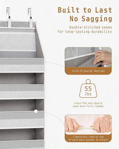 Over The Door Organizer 6 Large +13 Mesh Side Pockets