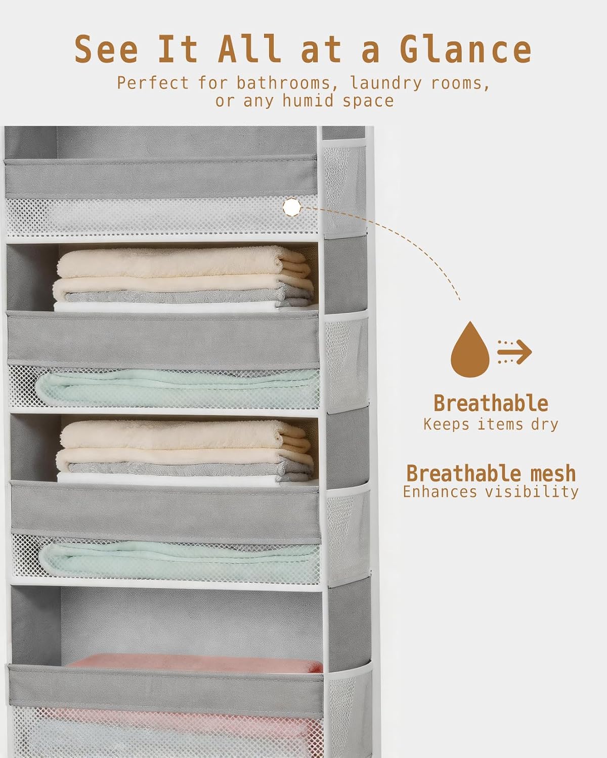 Over The Door Organizer 6 Large +13 Mesh Side Pockets