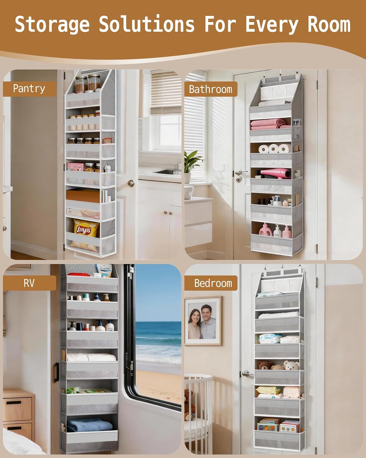 Over The Door Organizer 6 Large +13 Mesh Side Pockets