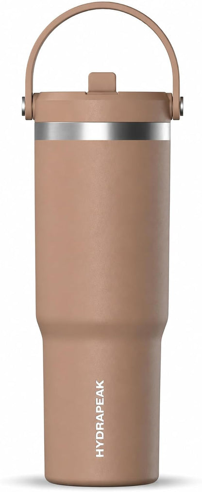 Nomad 32oz Stainless Steel Insulated Travel Tumbler with Handle & Straw Lid, Leakproof, Cupholder Friendly, Back to School, College Dorm, Gym & Everyday Hydration, Cold 24 Hours (Rosewood)