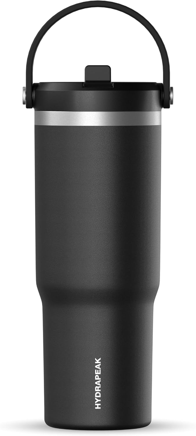 Nomad 32oz Stainless Steel Insulated Travel Tumbler with Handle & Straw Lid, Leakproof, Cupholder Friendly, Back to School, College Dorm, Gym & Everyday Hydration, Cold 24 Hours (Rosewood)