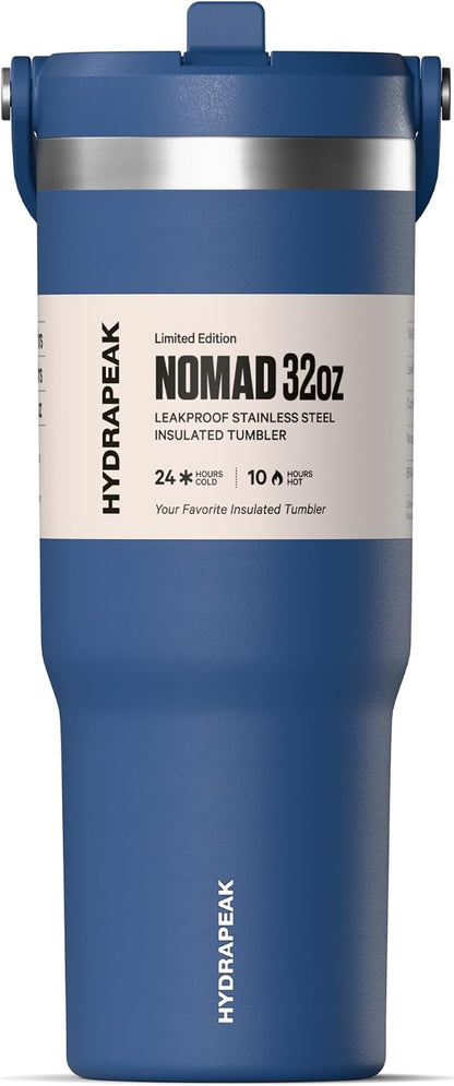 Nomad 32oz Stainless Steel Insulated Travel Tumbler with Handle & Straw Lid, Leakproof, Cupholder Friendly, Back to School, College Dorm, Gym & Everyday Hydration, Cold 24 Hours (Rosewood)