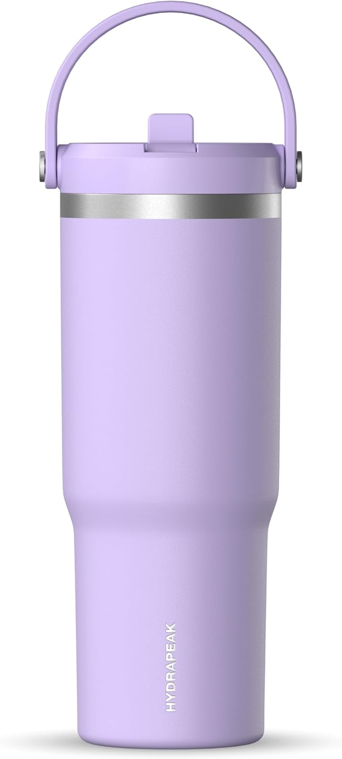 Nomad 32oz Stainless Steel Insulated Travel Tumbler with Handle & Straw Lid, Leakproof, Cupholder Friendly, Back to School, College Dorm, Gym & Everyday Hydration, Cold 24 Hours (Rosewood)