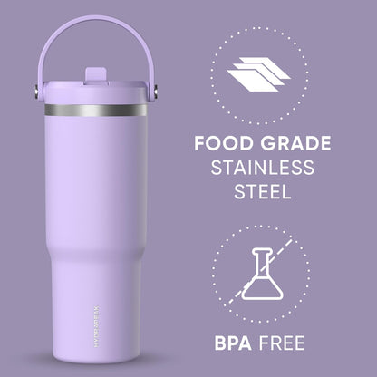 Nomad 32oz Stainless Steel Insulated Travel Tumbler with Handle & Straw Lid, Leakproof, Cupholder Friendly, Back to School, College Dorm, Gym & Everyday Hydration, Cold 24 Hours (Rosewood)