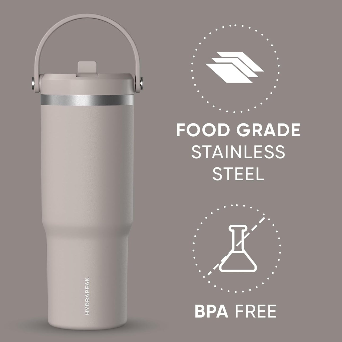 Nomad 32oz Stainless Steel Insulated Travel Tumbler with Handle & Straw Lid, Leakproof, Cupholder Friendly, Back to School, College Dorm, Gym & Everyday Hydration, Cold 24 Hours (Rosewood)