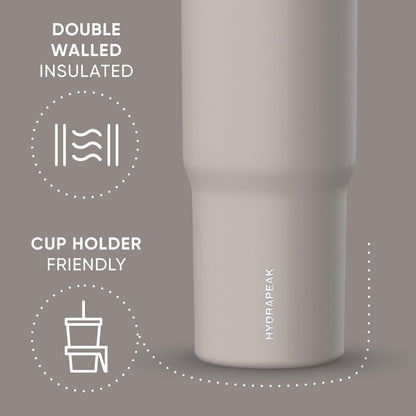 Nomad 32oz Stainless Steel Insulated Travel Tumbler with Handle & Straw Lid, Leakproof, Cupholder Friendly, Back to School, College Dorm, Gym & Everyday Hydration, Cold 24 Hours (Rosewood)