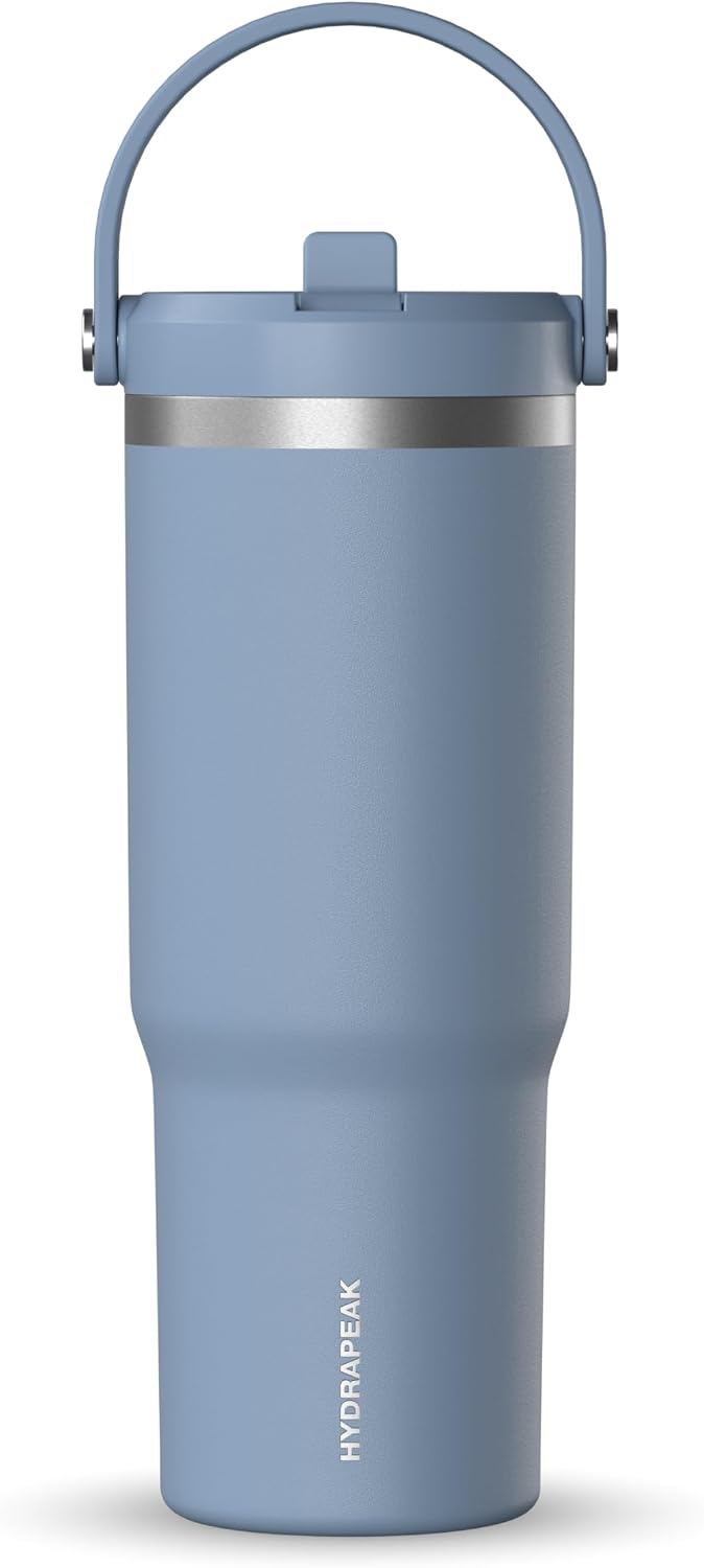 Nomad 32oz Stainless Steel Insulated Travel Tumbler with Handle & Straw Lid, Leakproof, Cupholder Friendly, Back to School, College Dorm, Gym & Everyday Hydration, Cold 24 Hours (Rosewood)