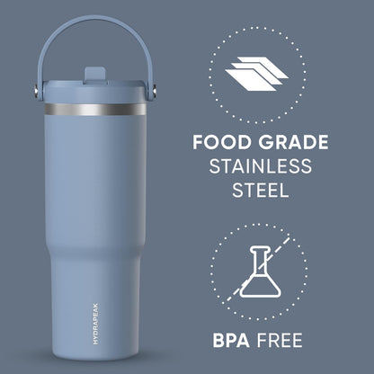 Nomad 32oz Stainless Steel Insulated Travel Tumbler with Handle & Straw Lid, Leakproof, Cupholder Friendly, Back to School, College Dorm, Gym & Everyday Hydration, Cold 24 Hours (Rosewood)