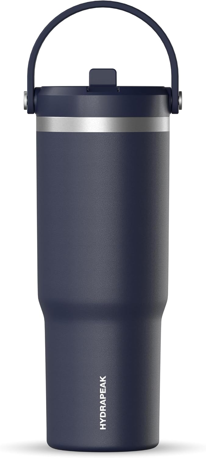 Nomad 32oz Stainless Steel Insulated Travel Tumbler with Handle & Straw Lid, Leakproof, Cupholder Friendly, Back to School, College Dorm, Gym & Everyday Hydration, Cold 24 Hours (Rosewood)
