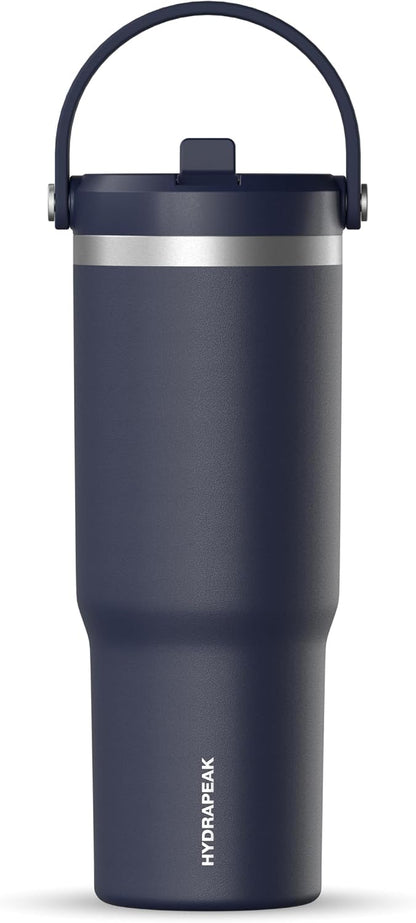 Nomad 32oz Stainless Steel Insulated Travel Tumbler with Handle & Straw Lid, Leakproof, Cupholder Friendly, Back to School, College Dorm, Gym & Everyday Hydration, Cold 24 Hours (Rosewood)