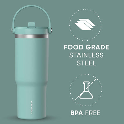 Nomad 32oz Stainless Steel Insulated Travel Tumbler with Handle & Straw Lid, Leakproof, Cupholder Friendly, Back to School, College Dorm, Gym & Everyday Hydration, Cold 24 Hours (Rosewood)