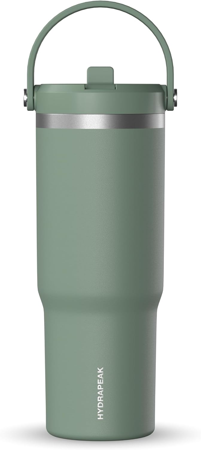 Nomad 32oz Stainless Steel Insulated Travel Tumbler with Handle & Straw Lid, Leakproof, Cupholder Friendly, Back to School, College Dorm, Gym & Everyday Hydration, Cold 24 Hours (Rosewood)