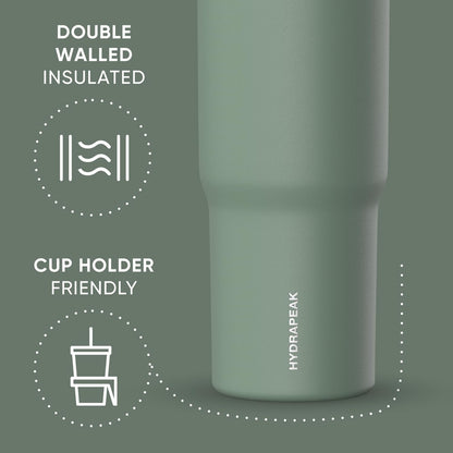 Nomad 32oz Stainless Steel Insulated Travel Tumbler with Handle & Straw Lid, Leakproof, Cupholder Friendly, Back to School, College Dorm, Gym & Everyday Hydration, Cold 24 Hours (Rosewood)