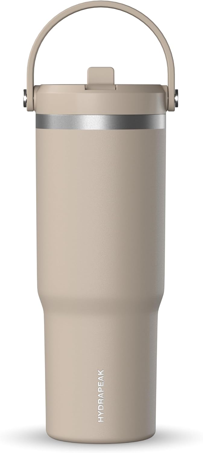 Nomad 32oz Stainless Steel Insulated Travel Tumbler with Handle & Straw Lid, Leakproof, Cupholder Friendly, Back to School, College Dorm, Gym & Everyday Hydration, Cold 24 Hours (Rosewood)