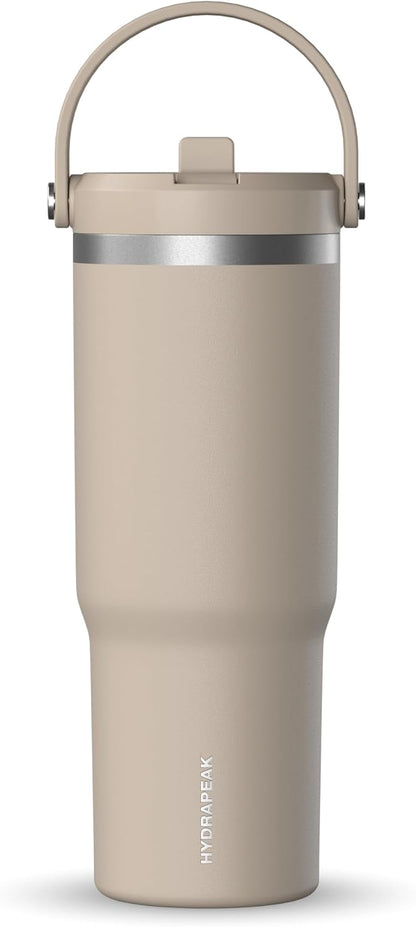 Nomad 32oz Stainless Steel Insulated Travel Tumbler with Handle & Straw Lid, Leakproof, Cupholder Friendly, Back to School, College Dorm, Gym & Everyday Hydration, Cold 24 Hours (Rosewood)