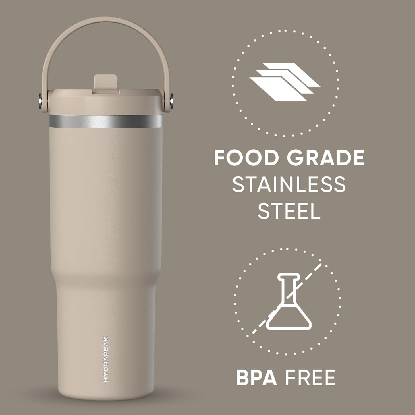 Nomad 32oz Stainless Steel Insulated Travel Tumbler with Handle & Straw Lid, Leakproof, Cupholder Friendly, Back to School, College Dorm, Gym & Everyday Hydration, Cold 24 Hours (Rosewood)