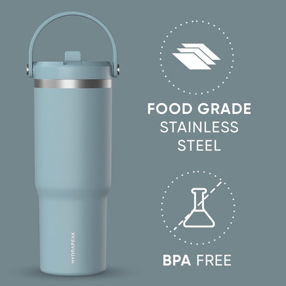 Nomad 32oz Stainless Steel Insulated Travel Tumbler with Handle & Straw Lid, Leakproof, Cupholder Friendly, Back to School, College Dorm, Gym & Everyday Hydration, Cold 24 Hours (Rosewood)