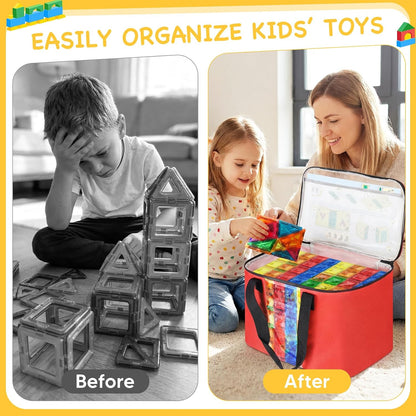 6 Pcs 3 Size Toy Storage Organizer Bag for Magnetic Building Tiles
