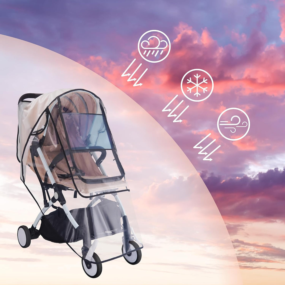 bemece Universal Stroller Rain Cover, Clear EVA Weather Shield