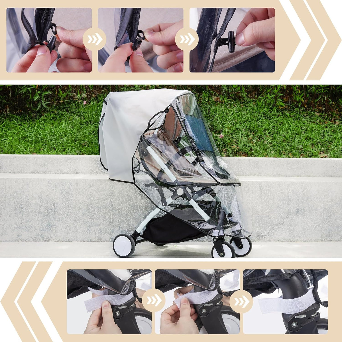 bemece Universal Stroller Rain Cover, Clear EVA Weather Shield