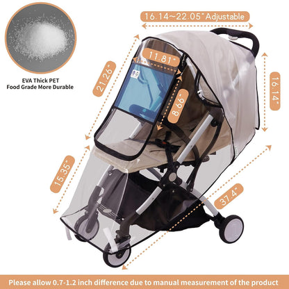 bemece Universal Stroller Rain Cover, Clear EVA Weather Shield