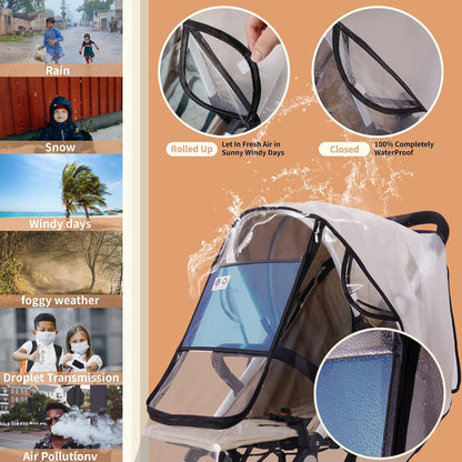 bemece Universal Stroller Rain Cover, Clear EVA Weather Shield