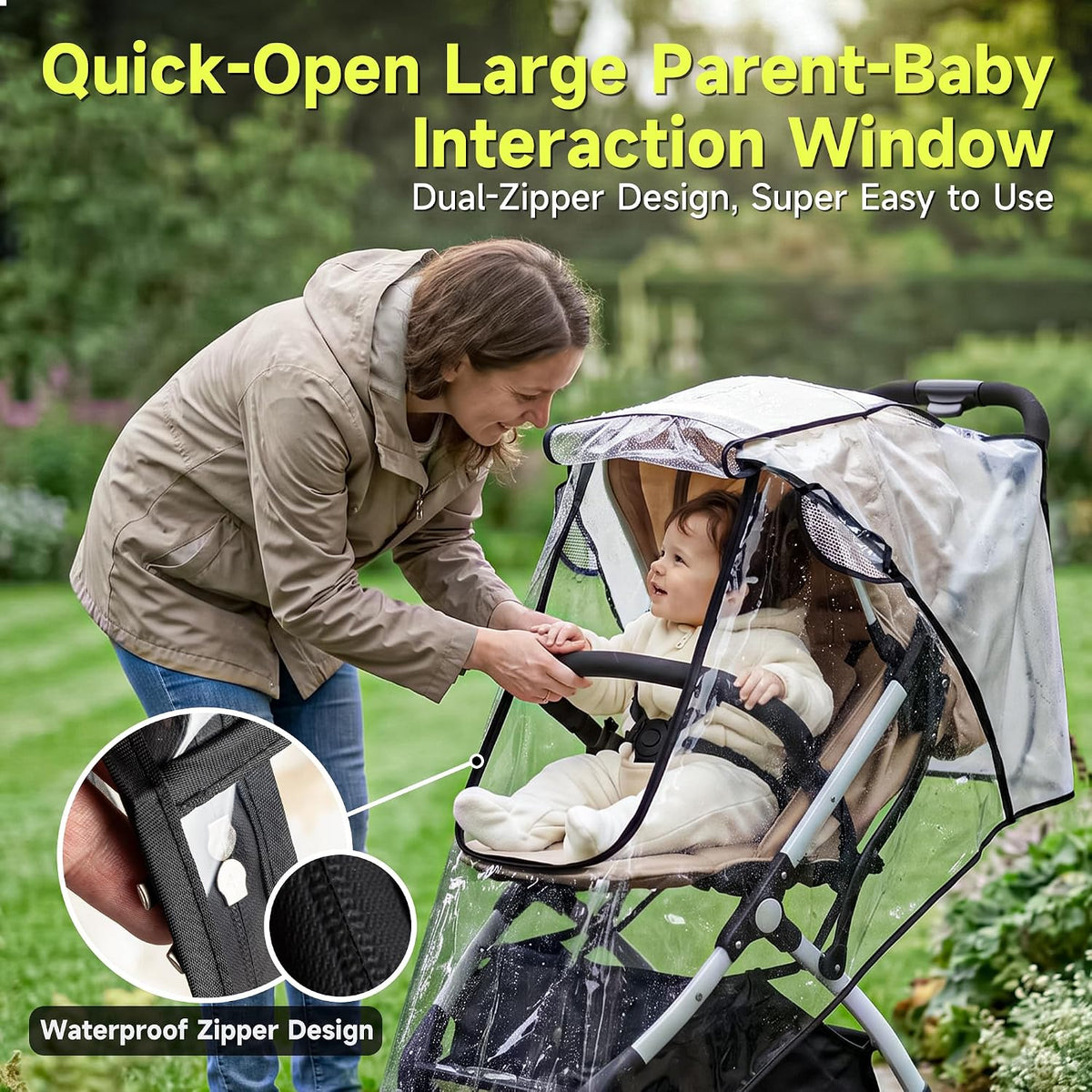 bemece Universal Stroller Rain Cover, Clear EVA Weather Shield