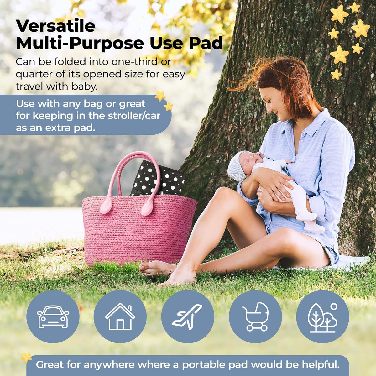 Portable Diaper Changing Pad, Long for Easy Baby Change On-the-Go, Waterproof Foldable Mat for Newborn, Infant, Toddler, Travel Bag- Compact Wipeable- Shower Gift- Black and White Polkadot