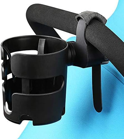 Stroller Cup Holder with Adjustable Strap, 360 Degree Rotatable Universal Cup Holder for Uppababy, Nuna, Doona Stroller, Drinks Holder for Wheelchair, Walker, Rollator