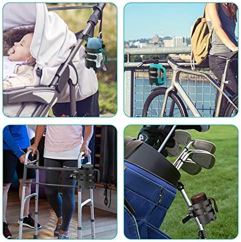 Stroller Cup Holder with Adjustable Strap, 360 Degree Rotatable Universal Cup Holder for Uppababy, Nuna, Doona Stroller, Drinks Holder for Wheelchair, Walker, Rollator