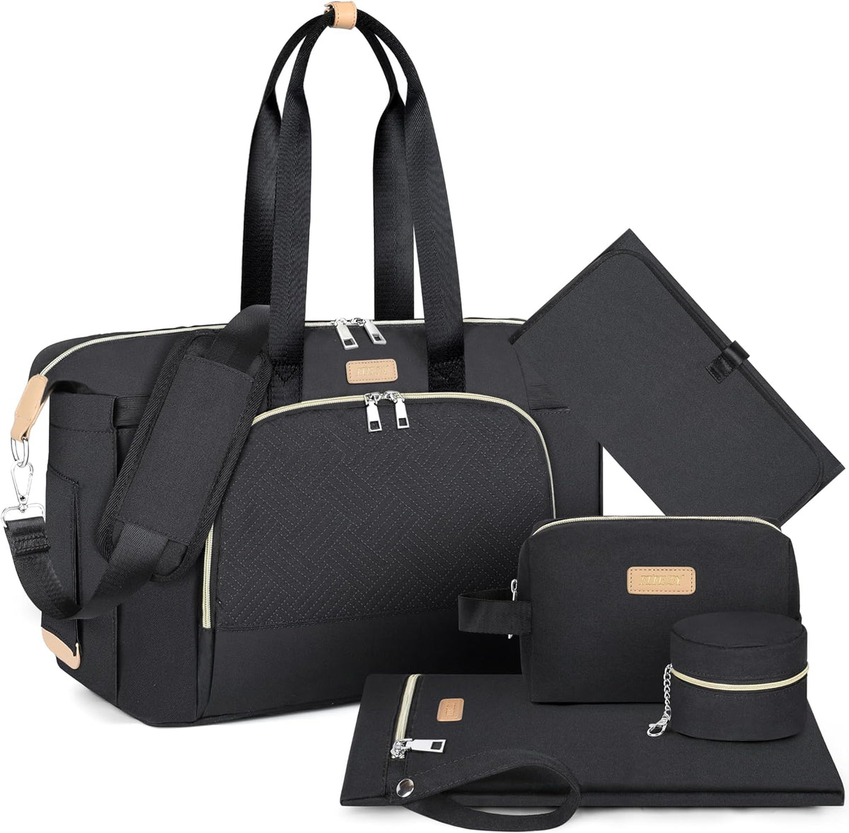 Diaper Bag Tote for Baby 7PCS, Large Mommy Bag with Portable Changing Pad