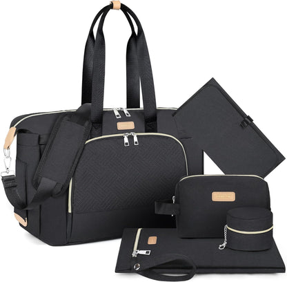 Diaper Bag Tote for Baby 7PCS, Large Mommy Bag with Portable Changing Pad
