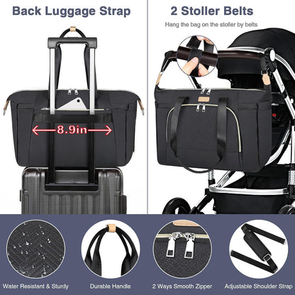Diaper Bag Tote for Baby 7PCS, Large Mommy Bag with Portable Changing Pad