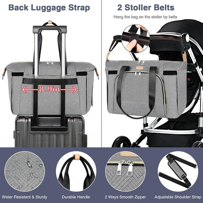 Diaper Bag Tote for Baby 7PCS, Large Mommy Bag with Portable Changing Pad