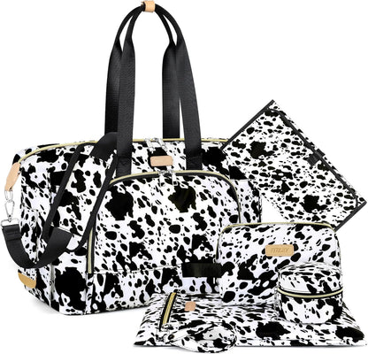 Diaper Bag Tote for Baby 7PCS, Large Mommy Bag with Portable Changing Pad