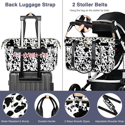 Diaper Bag Tote for Baby 7PCS, Large Mommy Bag with Portable Changing Pad