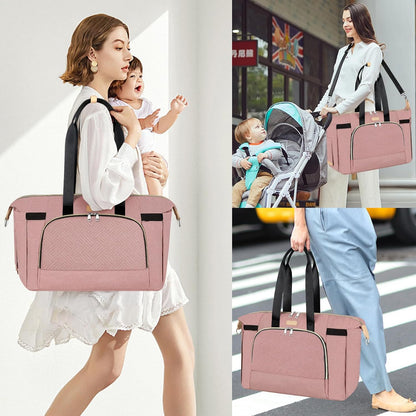 Diaper Bag Tote for Baby 7PCS, Large Mommy Bag with Portable Changing Pad