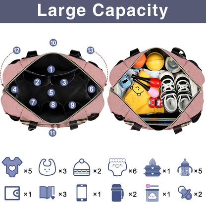 Diaper Bag Tote for Baby 7PCS, Large Mommy Bag with Portable Changing Pad