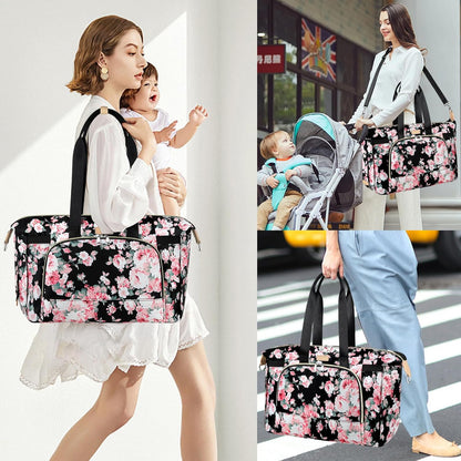 Diaper Bag Tote for Baby 7PCS, Large Mommy Bag with Portable Changing Pad