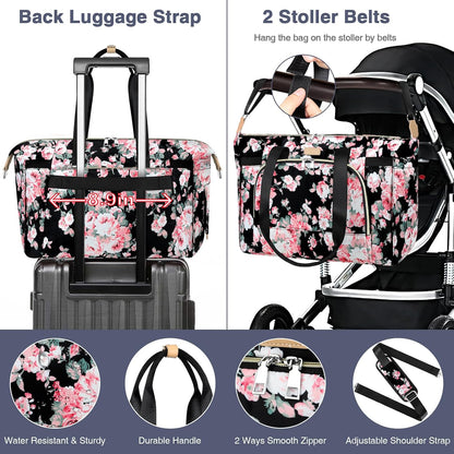 Diaper Bag Tote for Baby 7PCS, Large Mommy Bag with Portable Changing Pad