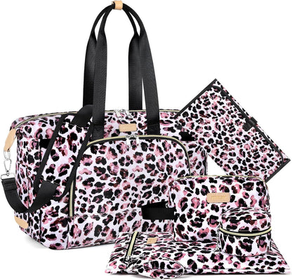 Diaper Bag Tote for Baby 7PCS, Large Mommy Bag with Portable Changing Pad