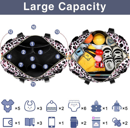 Diaper Bag Tote for Baby 7PCS, Large Mommy Bag with Portable Changing Pad
