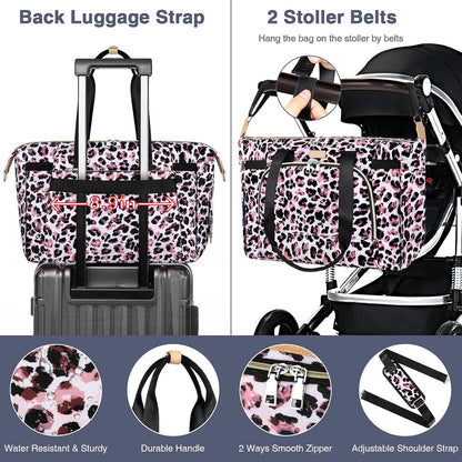 Diaper Bag Tote for Baby 7PCS, Large Mommy Bag with Portable Changing Pad