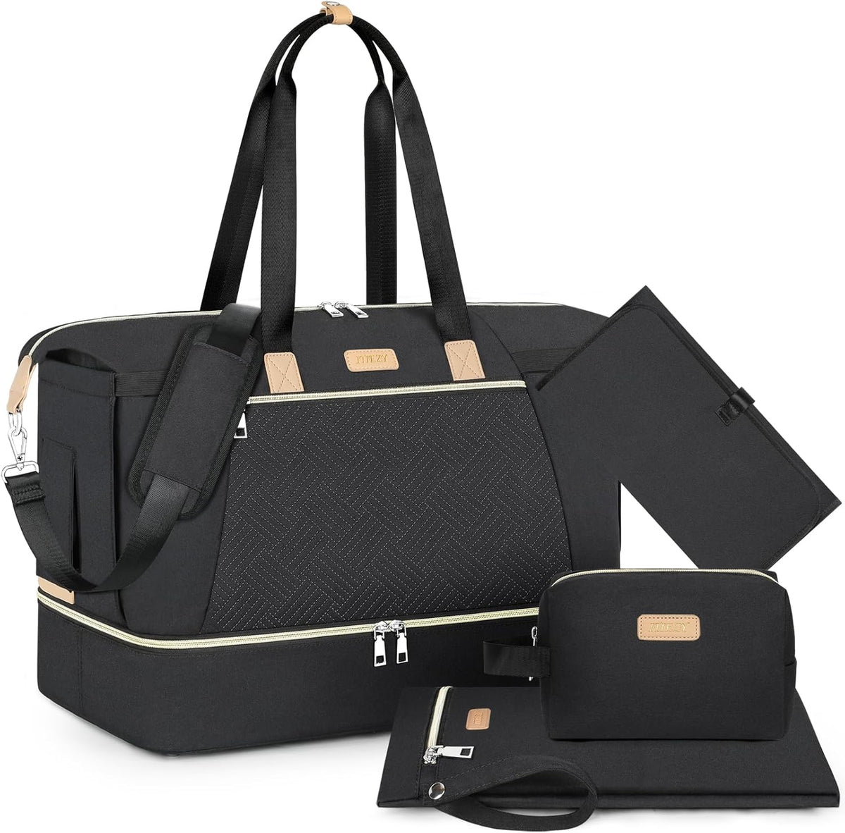 Diaper Bag Tote for Baby 7PCS, Large Mommy Bag with Portable Changing Pad
