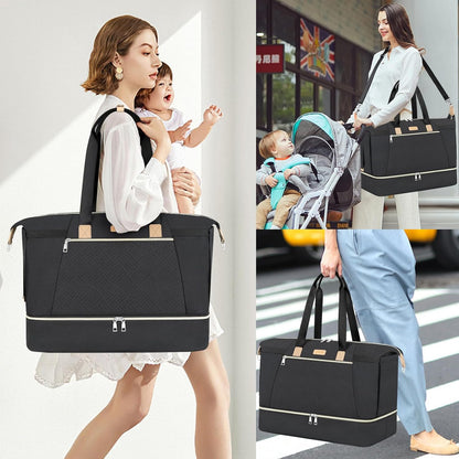 Diaper Bag Tote for Baby 7PCS, Large Mommy Bag with Portable Changing Pad