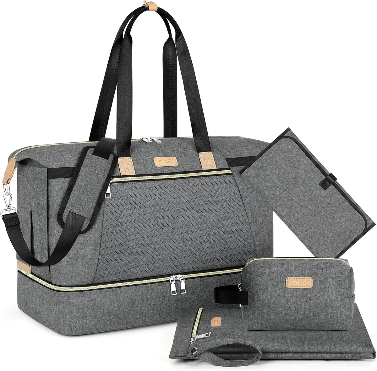 Diaper Bag Tote for Baby 7PCS, Large Mommy Bag with Portable Changing Pad