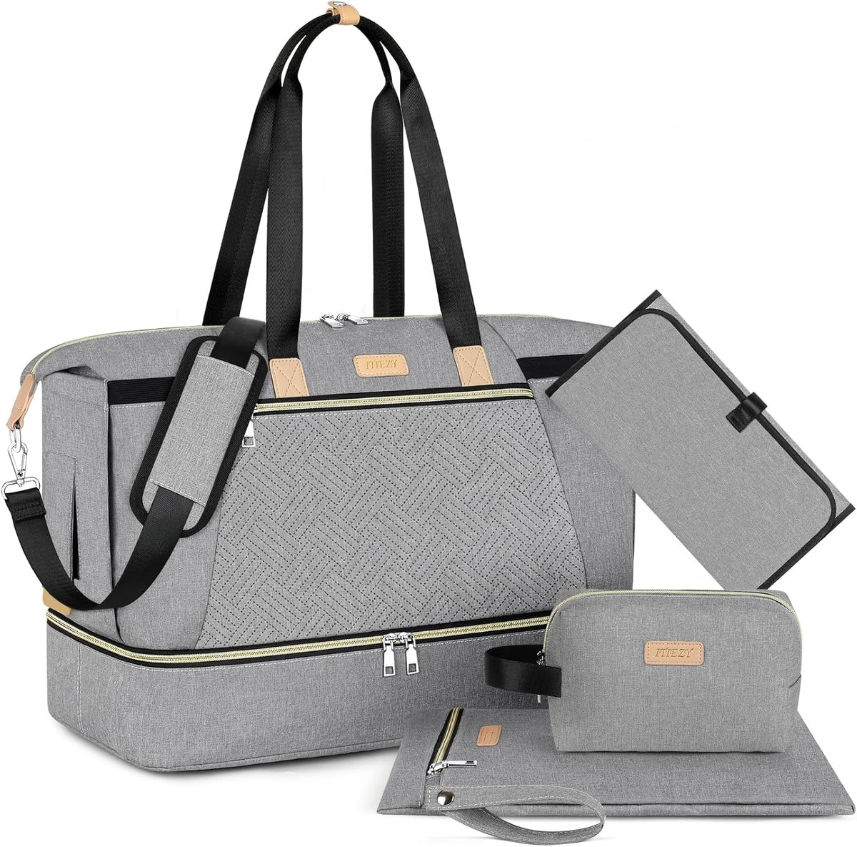 Diaper Bag Tote for Baby 7PCS, Large Mommy Bag with Portable Changing Pad