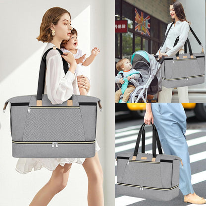 Diaper Bag Tote for Baby 7PCS, Large Mommy Bag with Portable Changing Pad