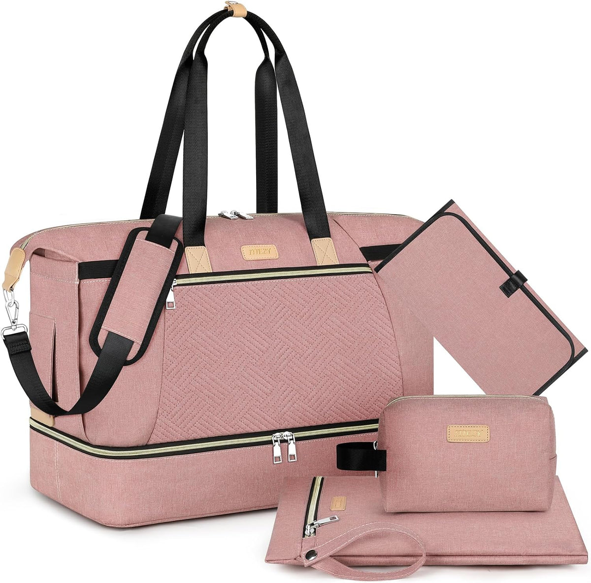 Diaper Bag Tote for Baby 7PCS, Large Mommy Bag with Portable Changing Pad