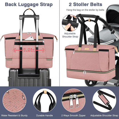 Diaper Bag Tote for Baby 7PCS, Large Mommy Bag with Portable Changing Pad